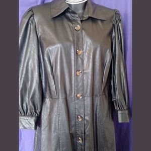 Who What Wear Faux Leather Dress Coat Sz Med